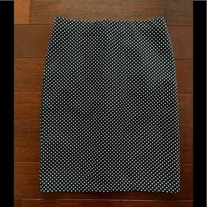 Navy and white polka dot Philosophy pencil skirt, size 4